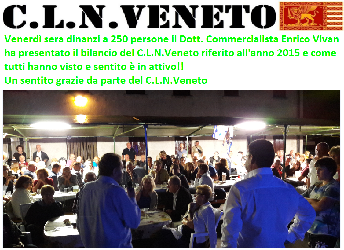 Approvazione bilancio C.L.N.Veneto anno 2015